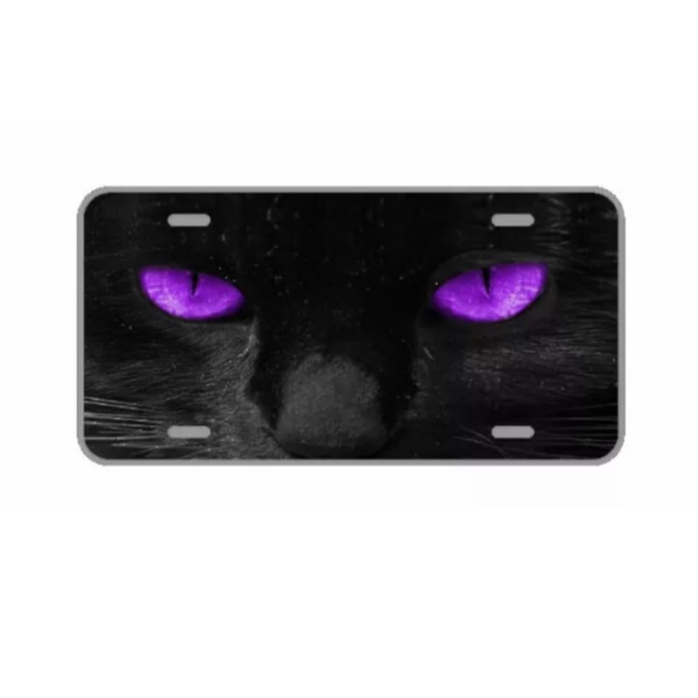 Custom License Plate Design With Cat Purple Eyes